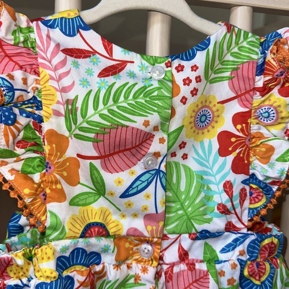 Good Lad Adorable Baby Girl Bubble Romper Colorful Floral Tropical Summer Ruffle - Picture 6 of 8